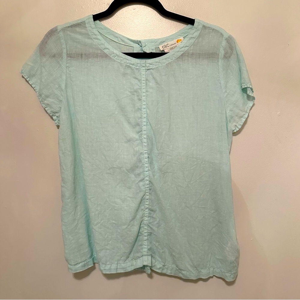 C&C California Linen Short Sleeve Top - Size S